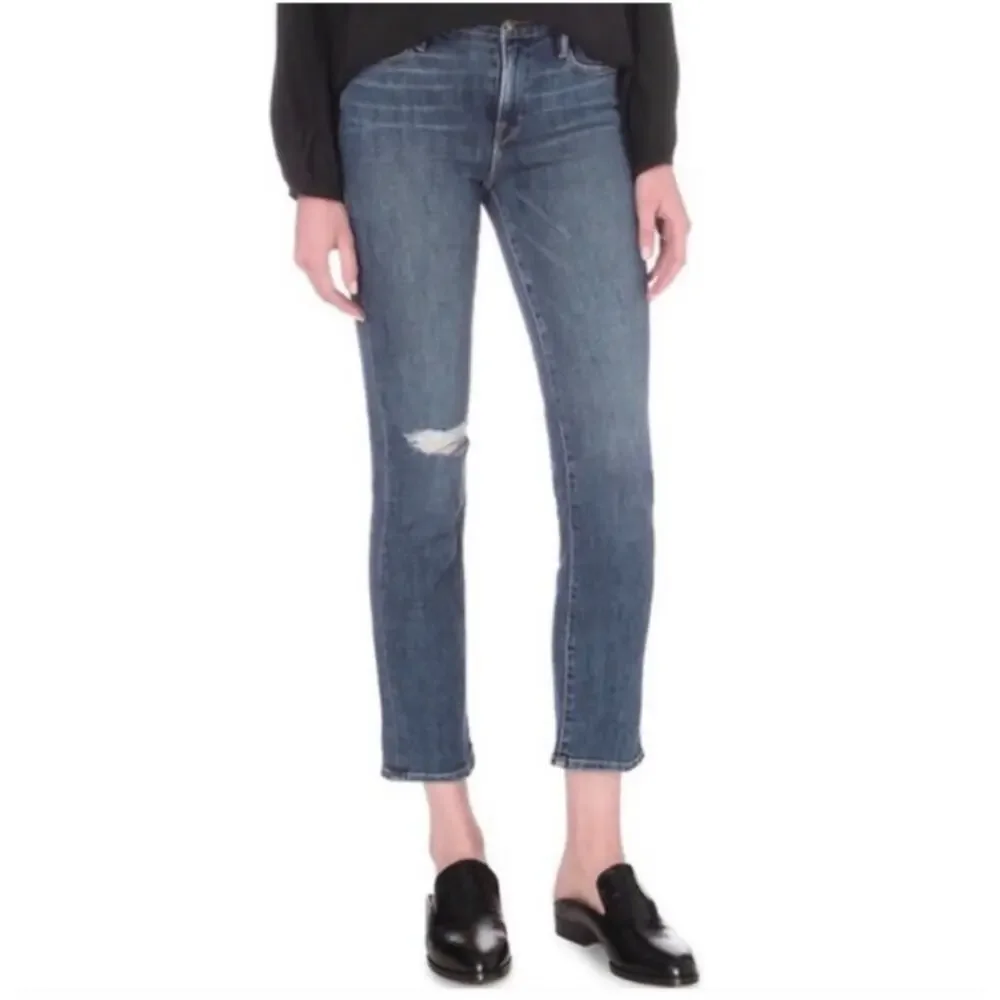 FRAME Le High Straight Jeans‎ in Broadway Medium Distressed Wash Size 28